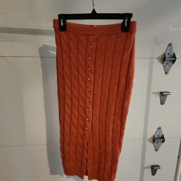 Naadam Pearl Button Cable Knit Skirt Nectar Size S - Picture 1 of 5